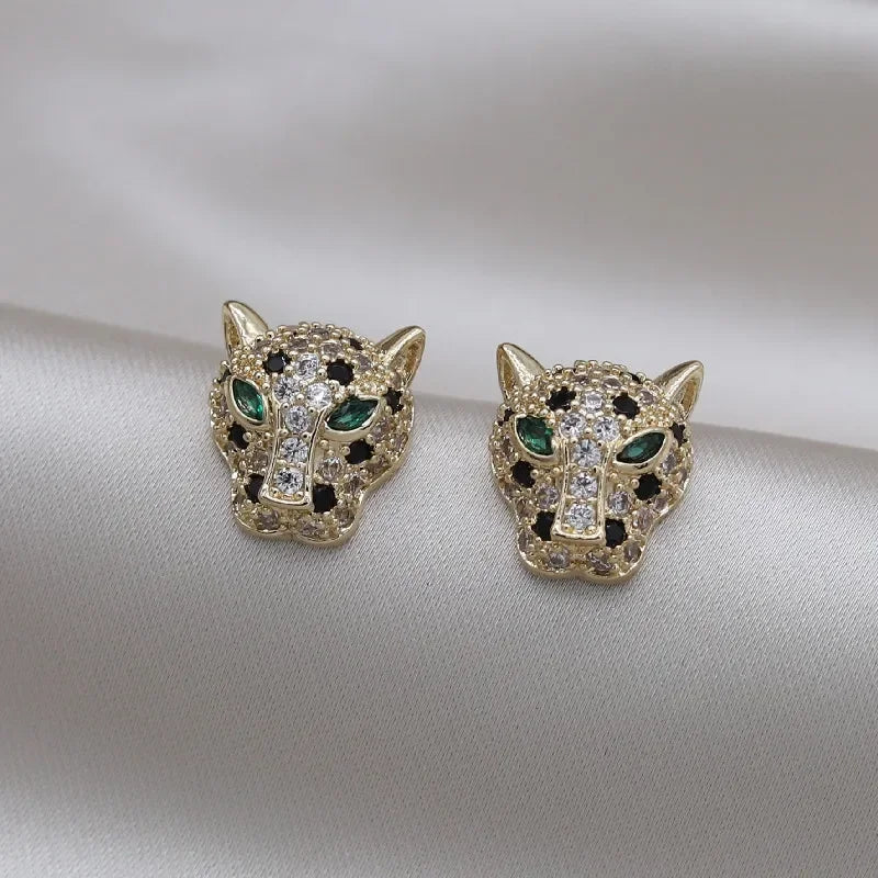 Korea New Design Fashion Jewelry Exquisite Copper Set Zircon Colorful Animal Leopard Earrings Luxury Women's Gala Party earrings