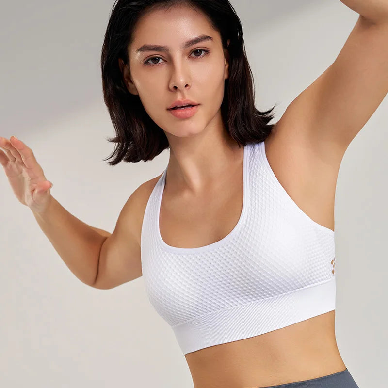 Women Shockproof Gathered Breathable Sports Underwear Running Workout Beauty Back Yoga Bra Fintess Gym Push UP Exercise Tops