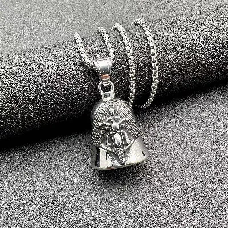 Archangel Motorcycle Bell Pendant Men's Riding Exorcism Necklace Bicycle Biker Rock Party Jewelry Gift