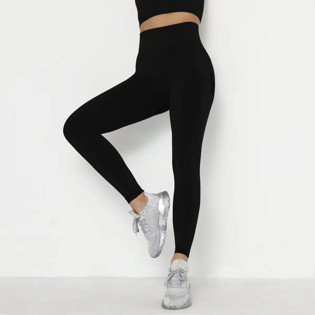 Fitness Women Sport Seamless Leggings High Waist Elastic Solid Yoga Leggings Gym Jogging Quick Dry Push Up Slim Pants Female