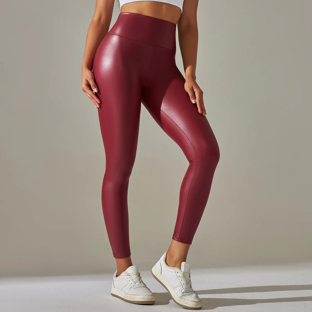 New Women PU Leather Pants Multicolor High Waist Leather Leggings Plus Size Elastic Slim Skinny Sexy Leather Pants Trousers