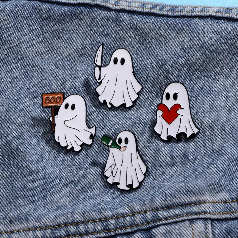 Cute Cartoon Ghost Enamel Brooch Creative Halloween Funny Gift Lapel Pin Badge Backpack Clothing Hat Accessories