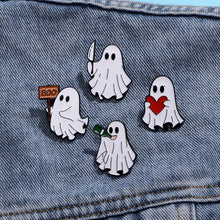 Load image into Gallery viewer, Cute Cartoon Ghost Enamel Brooch Creative Halloween Funny Gift Lapel Pin Badge Backpack Clothing Hat Accessories