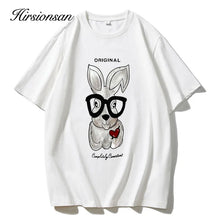 Load image into Gallery viewer, Hirsionsan 2024 Cool rabbit Printed T Shirt Women Summer Loose Casual Soft Female Clothing Vintage O Neck Cotton Lady Tops Y2k