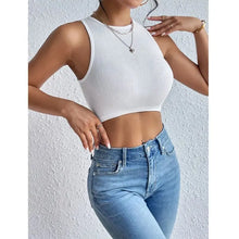 Load image into Gallery viewer, Sport Crop Top Women Fashion Sleeveless Sport Vest Solid Color Fitness Tank Top Seamless Streetwear Base Tees Tops