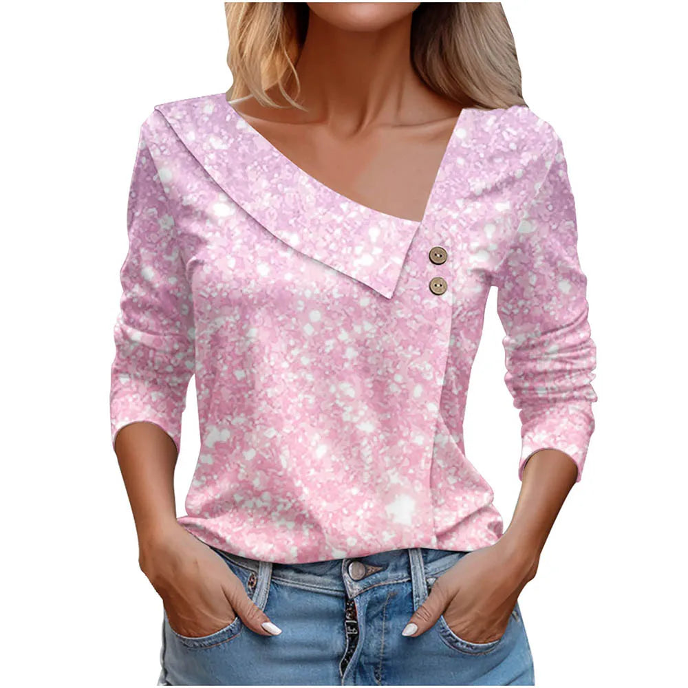 T Shirt For Women Fashion Long Sleeve Top White Floral Print Shirts And Blouses Autumn Winter Clothes For Women 2024