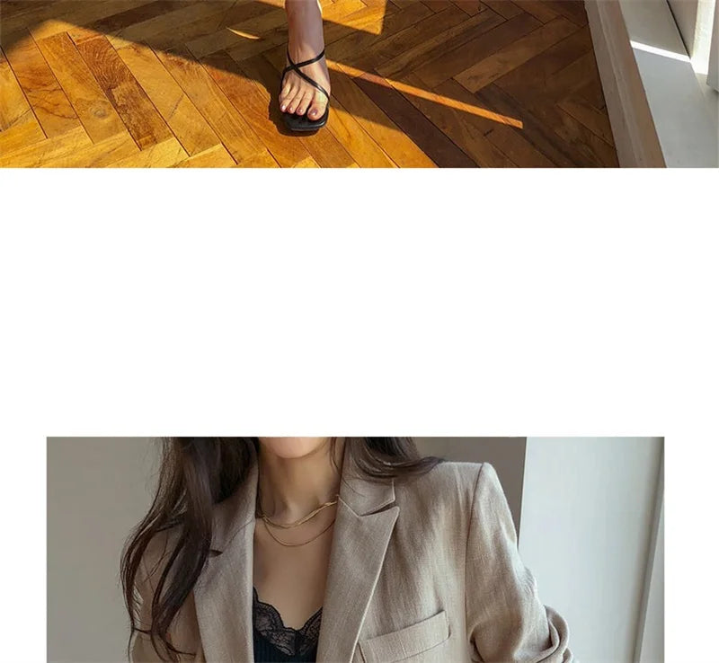 Flax Suit Women's Spring Summer 2023 New Casual Thin Cotton  Linen Small Blazers+shorts Two-piece Sets Comfortable Khaki Suits