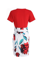 Load image into Gallery viewer, New Colored Flower Wrapped Hip Short sleeved Dress for Women