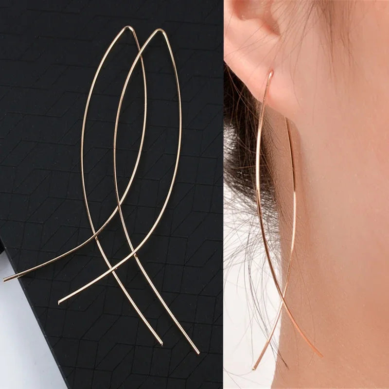 Simple Silver Color Golden Metal Hoop Earrings for Women Fashionable Personalized Daily Accessories Party Jewelry Birthday Gifts