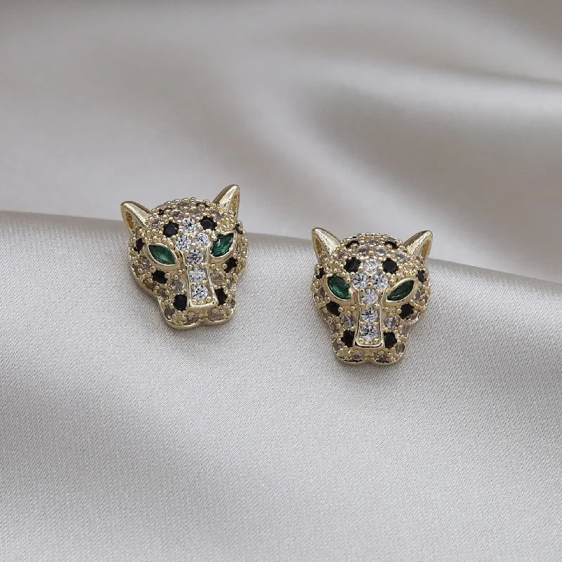 Korea New Design Fashion Jewelry Exquisite Copper Set Zircon Colorful Animal Leopard Earrings Luxury Women's Gala Party earrings