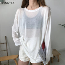 Load image into Gallery viewer, Sheer T-shirts Women Loose Korean Style Summer Sun-proof Casual Simple All-match Thin Lazy Fashion Ulzzang Temperament Classic