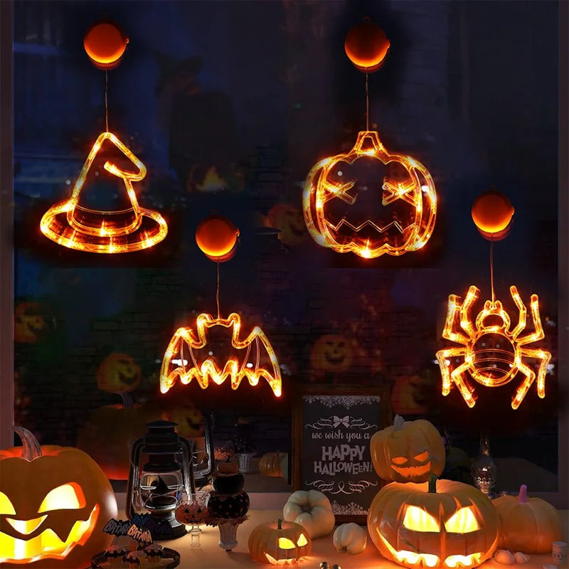 Halloween Lights Window Decorations Bat Pumpkin Spider Halloween Lights for Halloween Decor Home Indoor Halloween Party Decor