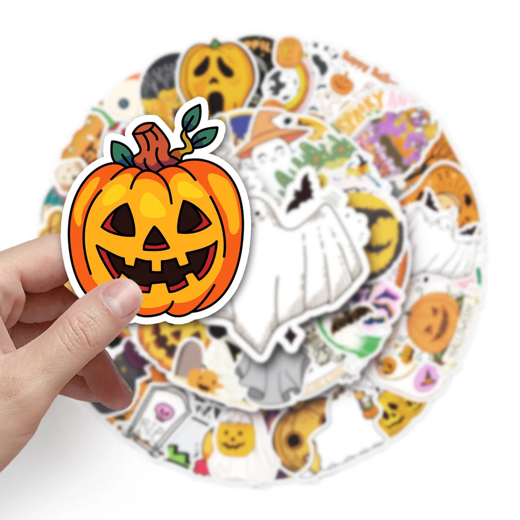 10/30/50PCS Cartoon Halloween Stickers Ghost Bat Pumpkin Graffiti Decals DIY Laptop Fridge Gift Phone Festive Sticker Kids Toys