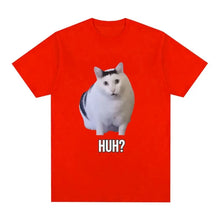 Load image into Gallery viewer, Cat Saying Huh? Funny Meme T-shirt Men Women 100% Cotton Breathable Short Sleeve Oversized T Shirts Fashion Harajuku Tee Shirt