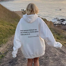 Load image into Gallery viewer, Autumn Y2k Hoodies Young Lady Printed Letter Dear Person Behind Me Casual Oversized Hoodie Aesthetic Hoody Sweatshirt Tops