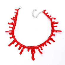 Load image into Gallery viewer, Halloween Bloody Necklace Women Chokers Necklaces Fear Blood Drop Necklace Vampire Teeth Red Blood Drip Chokers Halloween Party