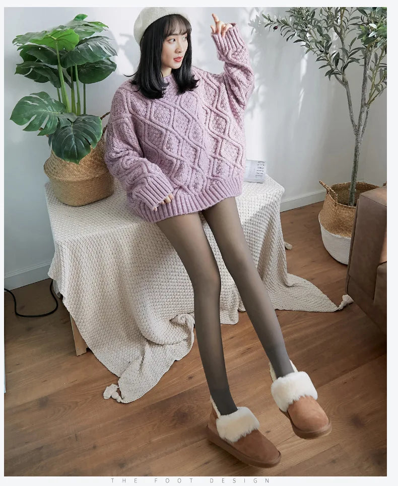 Thermal Stockings Woman Fleece Tights Sexy Winter Warm Pantyhose Translucent Slim Thicken Tights Elastic Velvet Pantyhose Thin