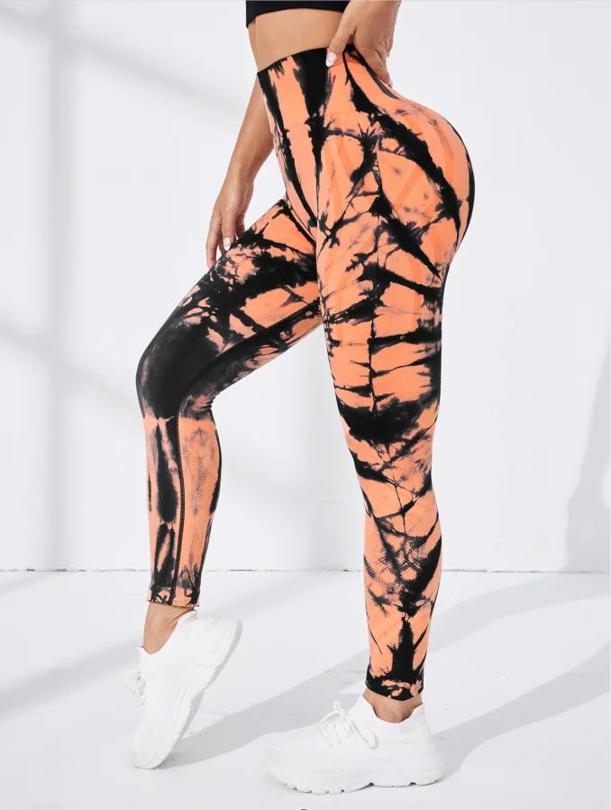 Seamless Tie Dye Leggings Women for Fitness Yoga Pants Push Up Workout Sports Legging High Waist Tights Gym Ladies Clothing