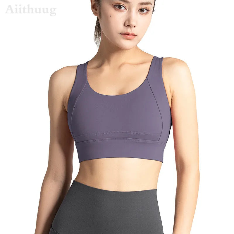 Aiithuug Sports Bra for Women Criss-Cross Back Padded Sports Bras Bounce Control Support Yoga Bra with Removable Cups Gym Bra