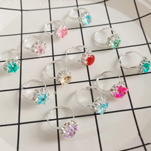 Load image into Gallery viewer, 12/36PCS/set Adjustable Kids Crystal Rings Jewelry Heart Star Square Open Finger Ring For Children Girl Party Gift