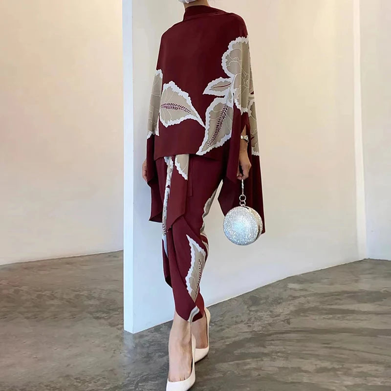 High Fashion Commuting Satin Set Elegant Batwing Sleeve Tops Blouse & Slim Long Skirt Outfits Women Casual Loose Two Piece Suits