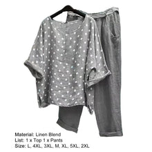 Load image into Gallery viewer, Women Outfit Spring Summer Blouse Pants Pockets Printed T shirt Trousers Raglan Sleeve T shirt Pants Two Pieces Set