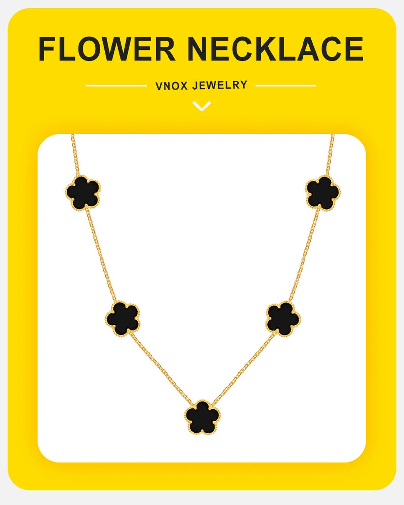 Vnox Glamour Flower Necklaces for Women Girls, Black Flower Charms Choker Collar, Valentine's Mother's Day Birthday Party Gifts