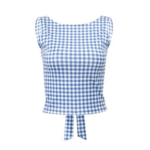 Load image into Gallery viewer, Xeemilo Korean Fashion Bow Backless Tank Top 2023 Casual Streetwear Plaid Print Sleeveless Crop Tops Summer Slim Fashion Corsets