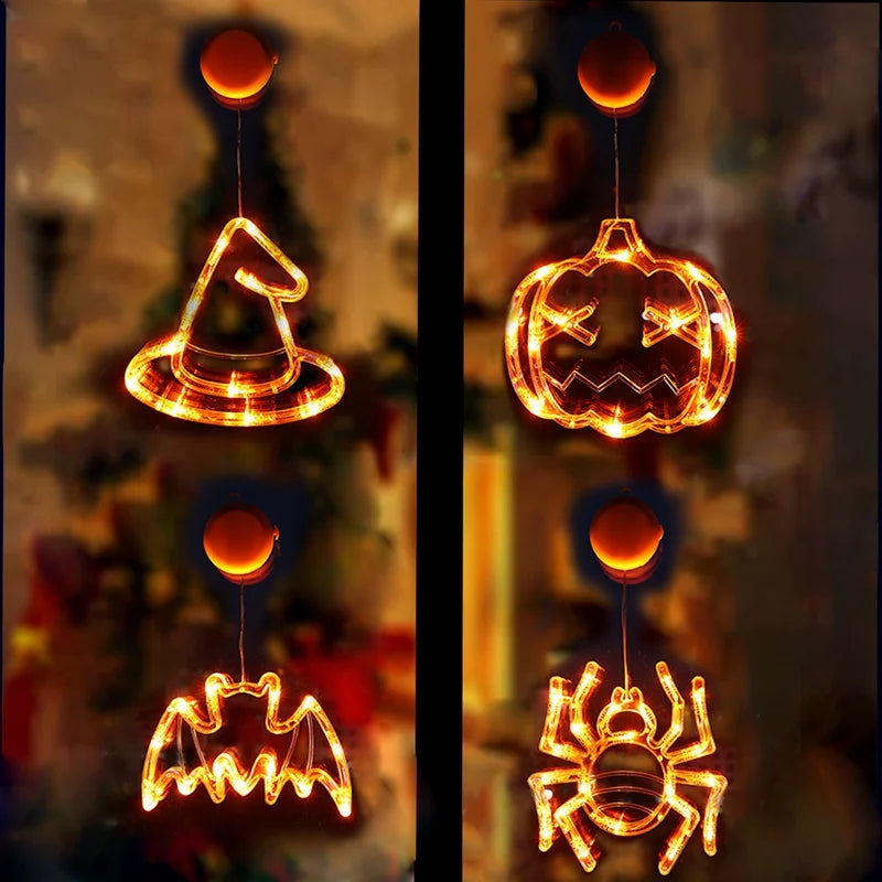 Halloween Lights Window Decorations Bat Pumpkin Spider Halloween Lights for Halloween Decor Home Indoor Halloween Party Decor