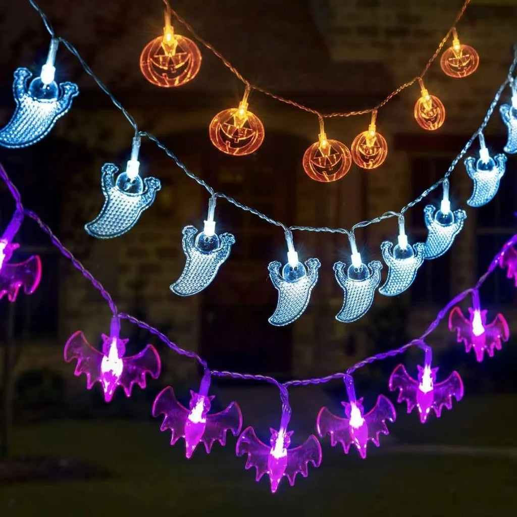 Halloween Pumpkin Bat Spider Light String Ghost Festival Party Favor Trick or Treat Happy Halloween Day Decor for Home 2024