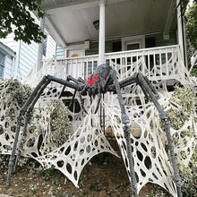 Load image into Gallery viewer, 2/4Meters Outdoor Giant Stretchy Netting Spider Webbing Ripped Cobweb Haunted House Prop Halloween Decor Spooky Party Supplies