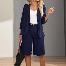 Load image into Gallery viewer, Formal Blazer Shorts Suit Knee Length Pants Lady Business Outfit Cardigan Plus Size Lady Coat Shorts Set Daily Wear