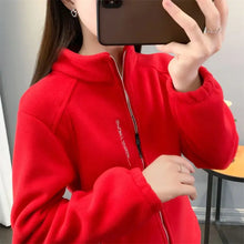 Load image into Gallery viewer, Winter Women Sweatshirt Coat Casual Loose Zip Up Cardigan Long Sleeve Sweatershirt Reversible Polar Fleece Stand Collar Coat