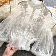 Load image into Gallery viewer, Lace Puff Long Sleeve Blouse Vintage Fashion Blouses Elegant Femme Blusas Korean Woman Tops Women Shirts Clothing Dropshipping