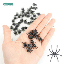 Load image into Gallery viewer, 50/100pcs Horror Mini Black Spider Simulation Tricky Toy Haunted House Fake Spider Web Bar Party Decoration Kids Halloween Decor