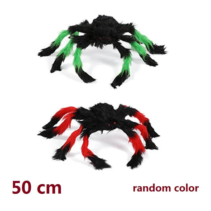 150/200cm Black Scary Giant Spider Huge Spider Web Halloween Decoration Props Haunted House Holiday Outdoor Giant Decoration