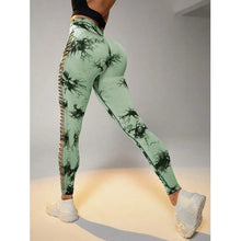 Load image into Gallery viewer, Women Tie Dye Mesh Leggings Sports Hollow Out Yoga Pants Fitness Sportswear Sexy High Waist Push Up Gym Tights Running Leggings