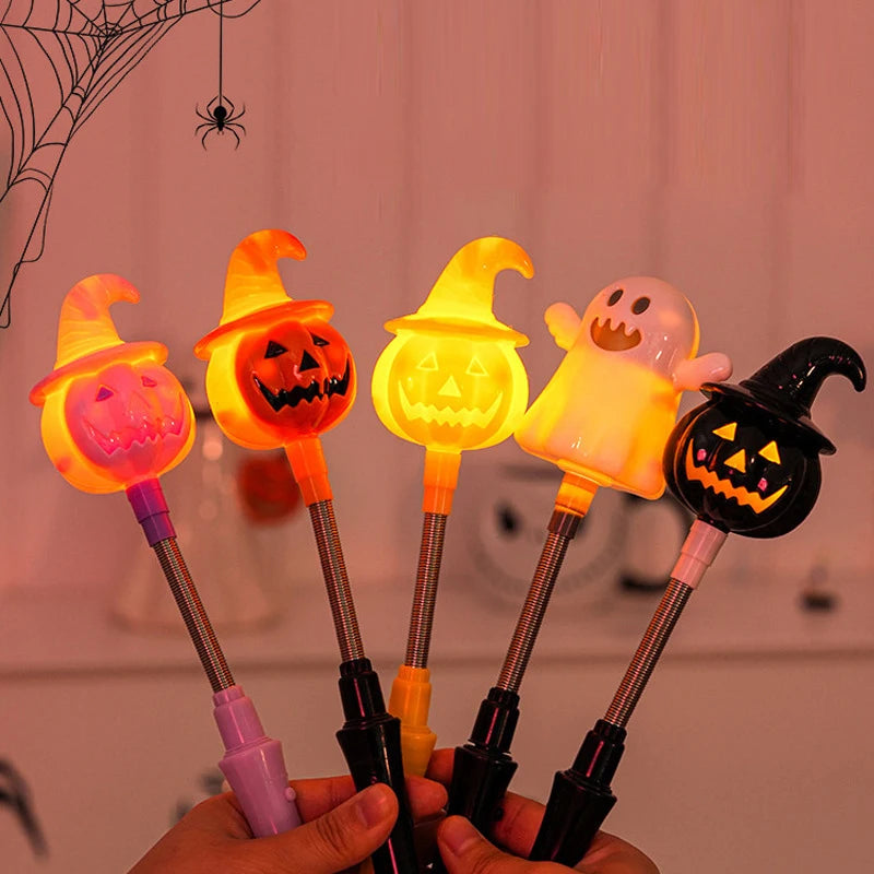 Funny Spring LED Magic Wand Toys Children's Luminous Pumpkin Lanterns Decorated Boys Girls Halloween Pumpkin Hand Stick Toys