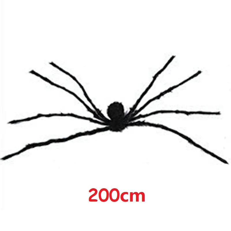 150/200cm Black Scary Giant Spider Huge Spider Web Halloween Decoration Props Haunted House Holiday Outdoor Giant Decoration