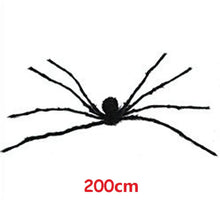 Load image into Gallery viewer, 150/200cm Black Scary Giant Spider Huge Spider Web Halloween Decoration Props Haunted House Holiday Outdoor Giant Decoration