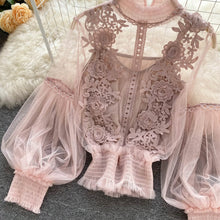 Load image into Gallery viewer, Lace Puff Long Sleeve Blouse Vintage Fashion Blouses Elegant Femme Blusas Korean Woman Tops Women Shirts Clothing Dropshipping