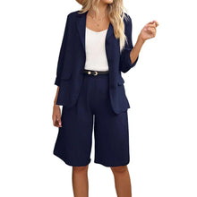 Load image into Gallery viewer, Formal Blazer Shorts Suit Knee Length Pants Lady Business Outfit Cardigan Plus Size Lady Coat Shorts Set Daily Wear