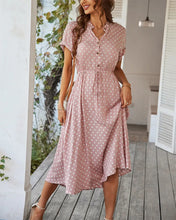 Load image into Gallery viewer, Ladies Polka Dot Print Shirt Dress Women Casual Midi Holiday Summer Dress Female Loose Women Beach Dress Sundress Robe Vestidos