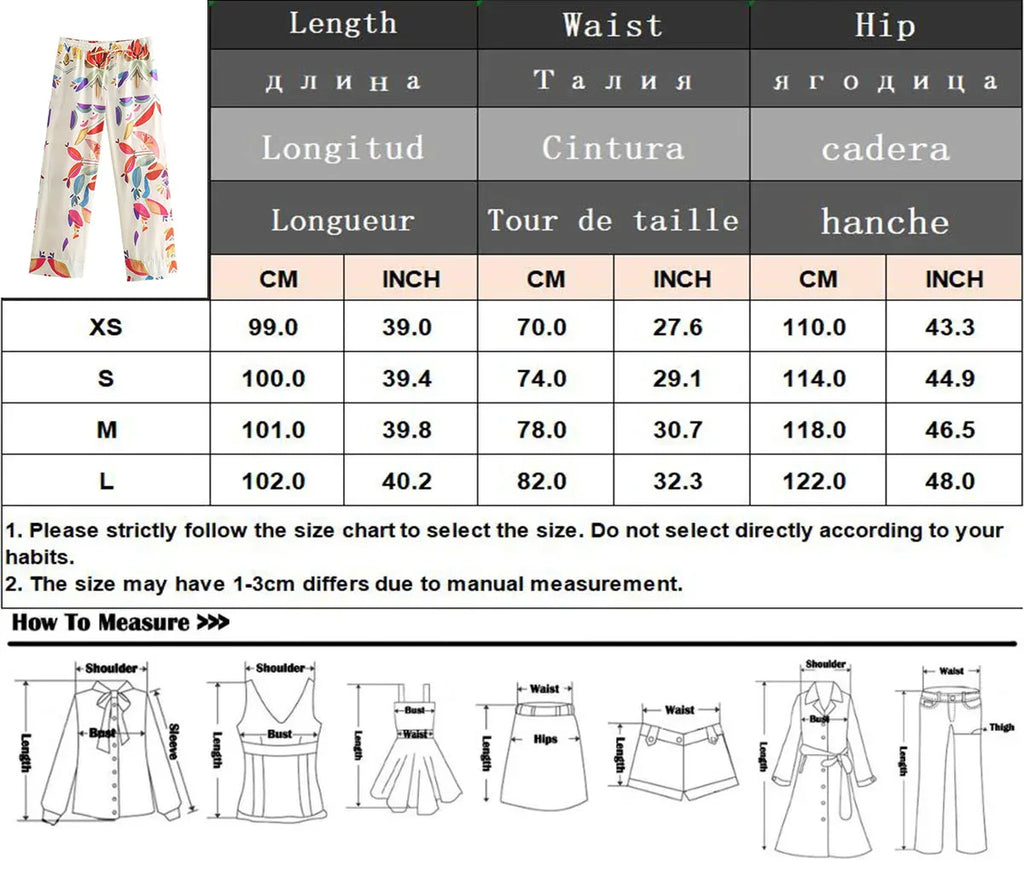 TRAFZA Women Suits Print Turn-Down Collar Long Sleeves Single Breasted Casual Shirts+High Waist Pockets Zipper Wide Leg Pants