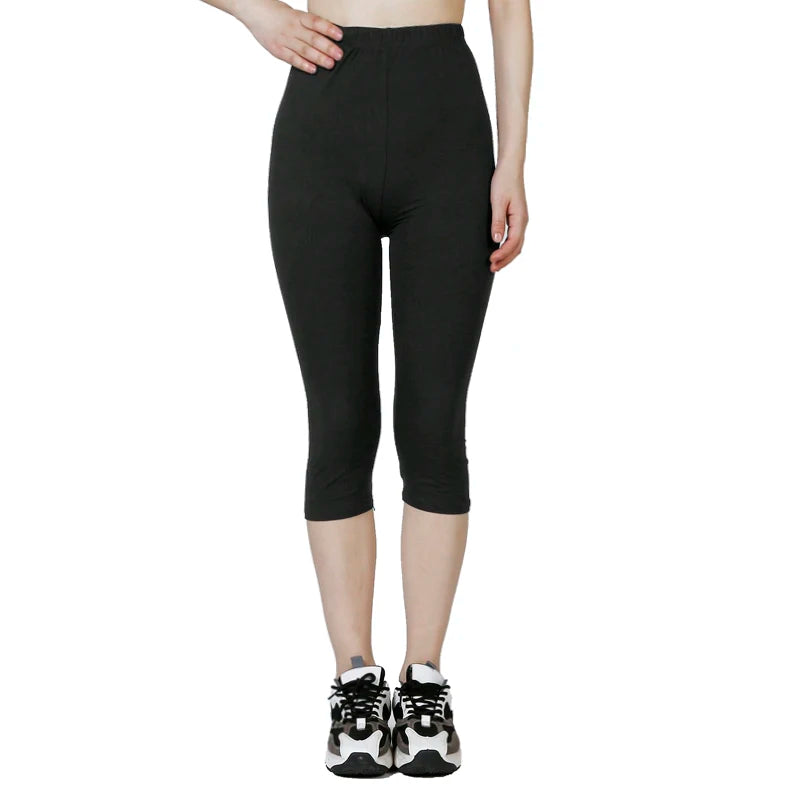 Spring and Summer Solid Color Matte Capris for WOMEN'S Fashionable High Elastic Elastic Leggings