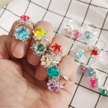 Load image into Gallery viewer, 12/36PCS/set Adjustable Kids Crystal Rings Jewelry Heart Star Square Open Finger Ring For Children Girl Party Gift