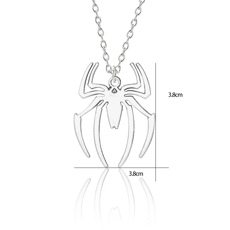 Kpop Fashion Spider Halloween Pendants Round Cross Chain Mens Necklaces Silver Color Neck Chain Gothic Couple Streetwear Gifts