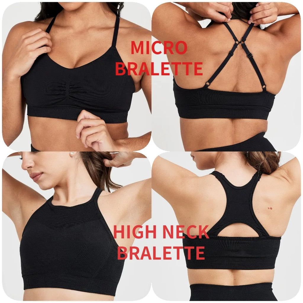 Seamless Sports Bra Effortless Micro Bralettes Women Running Adjustable Strap Fitness Workout Gym Top Sexy Cross Back Yoga Bra