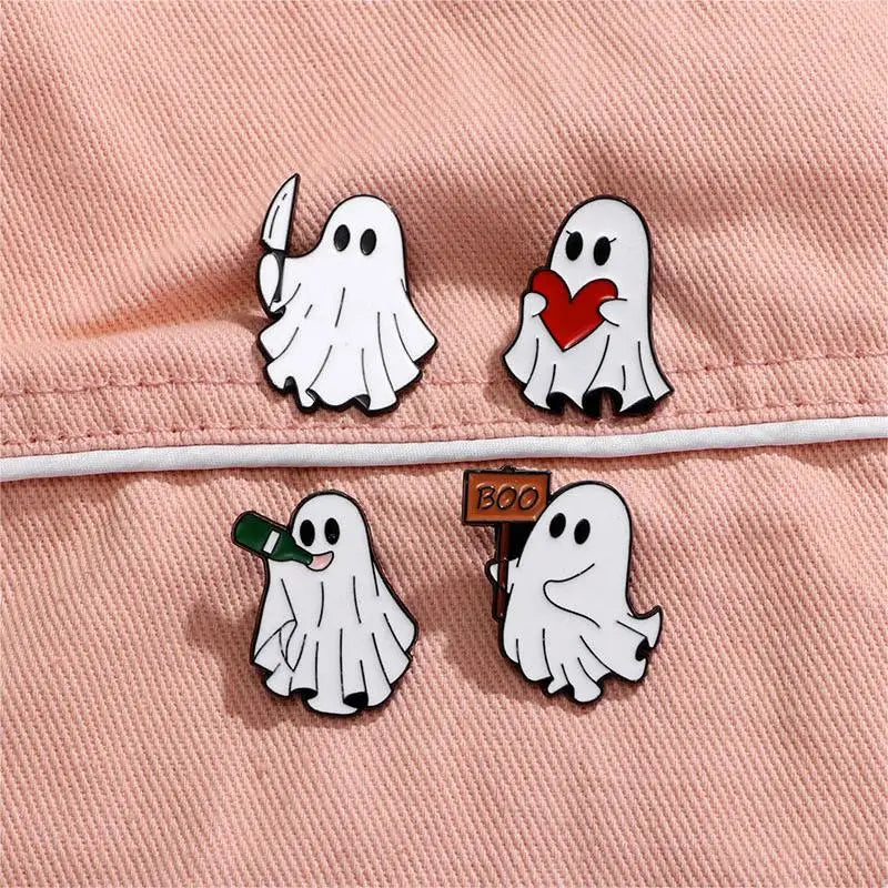 Cute Cartoon Ghost Enamel Brooch Creative Halloween Funny Gift Lapel Pin Badge Backpack Clothing Hat Accessories