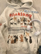 Load image into Gallery viewer, Cat Dog Print Sudadera Fleece Loose Animal Pullovers Hooded Thick Casual Tops High Street American Women Vintage Sweatshirt